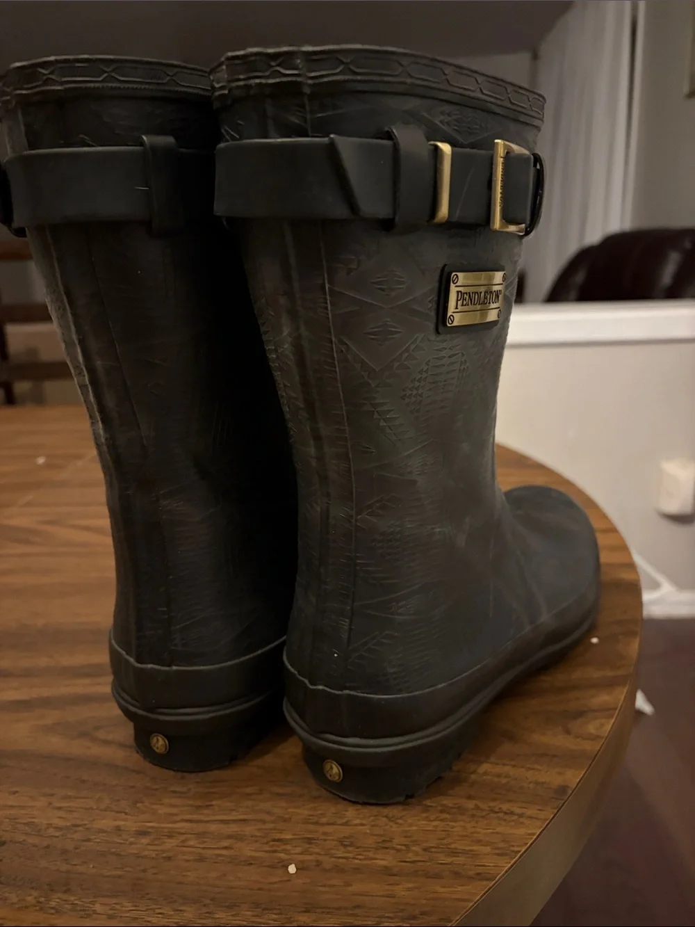 Pendleton Black Rain Boots with Gold Hardware NWOT -Sz 9